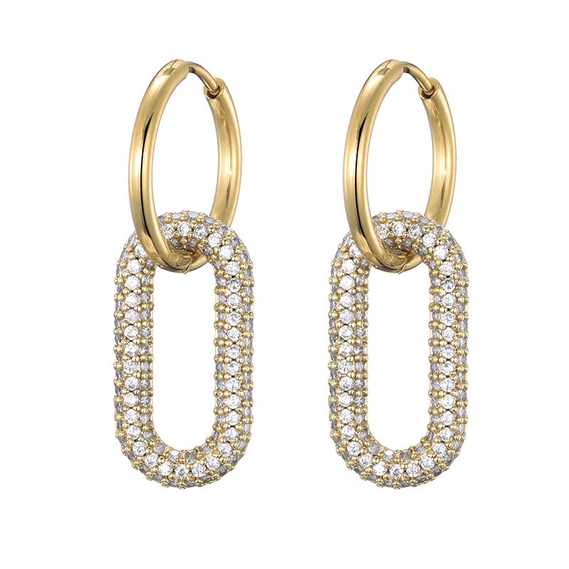 Classic Stainless Steel Ear Buckle For Women Trendy Gold Silver Color Big Oval Rectangle Hoop Huggie Punk Hip Hop Jewelry Gift