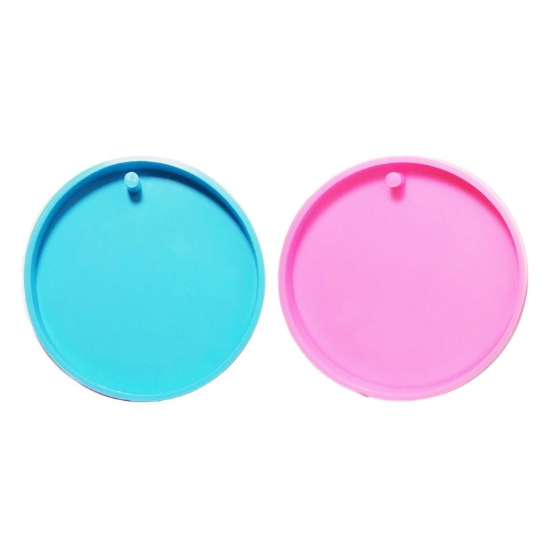 Shiny Glossy Silicone Resin Molds Large Round Keychain Mold DIY Keychain Pendant Jewelry Epoxy Resin Crafting Molds