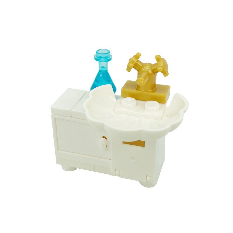 MOC Small Modern Home Particle Sofa TV Cabinet Interior Decoration Furniture DIY Building Blocks