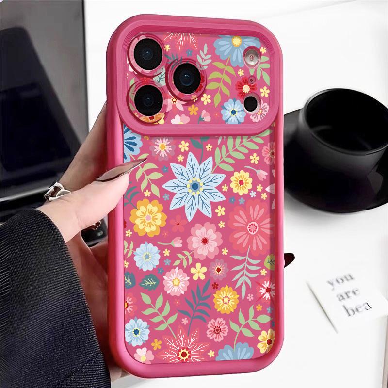 Vintage Floral Pattern Case For iPhone 17 Pro Max Shockproof Bumper Soft Cover For iPhone 16 15 14 13 Pro Max 16E 17E