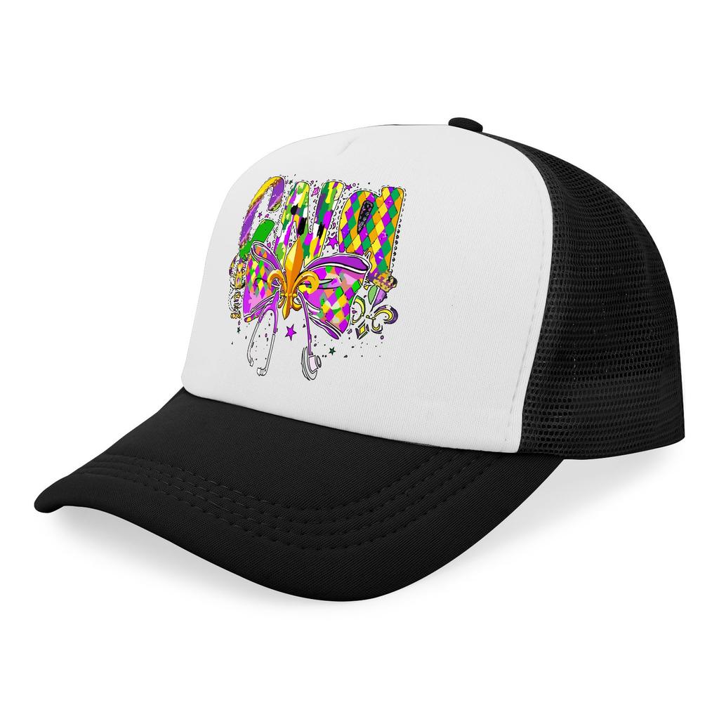 Mardi Gras CNA Nurse Bow Fleur De Lis Trucker Hat Unisex Polyester Adjustable Casual Cap