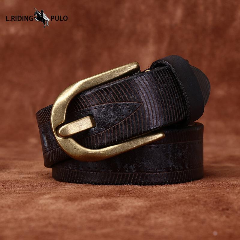 Retro Washed Top Layer Cowhide Belt Men's Genuine Leather Pin Buckle Casual Denim Men's Belt
