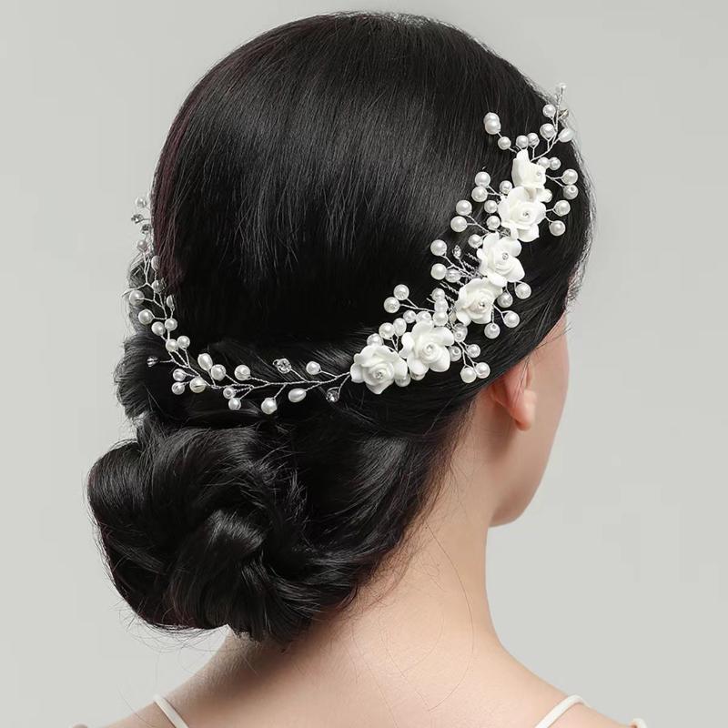 1Pcs Hair Accessories Made Hair Color Pearl Wedding Hair Combs For Bridal Flower Headpiece Women Hair Ornaments Jewelry