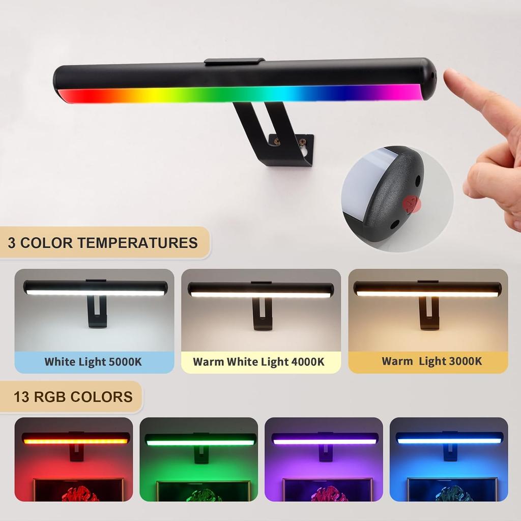 Picture Light 1 Pack, Battery Operated Picture Light with Remote, Rechargeable Picture Frame Light, 32 LED, 16 Color Changing, Art Light for