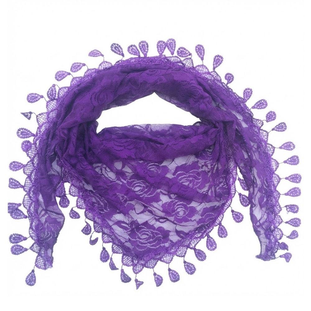 Tassels Chapel Hijab Scarf Lace Floral Hair Wrap Elegant Embroidery Lace Veil Spanish Mantilla