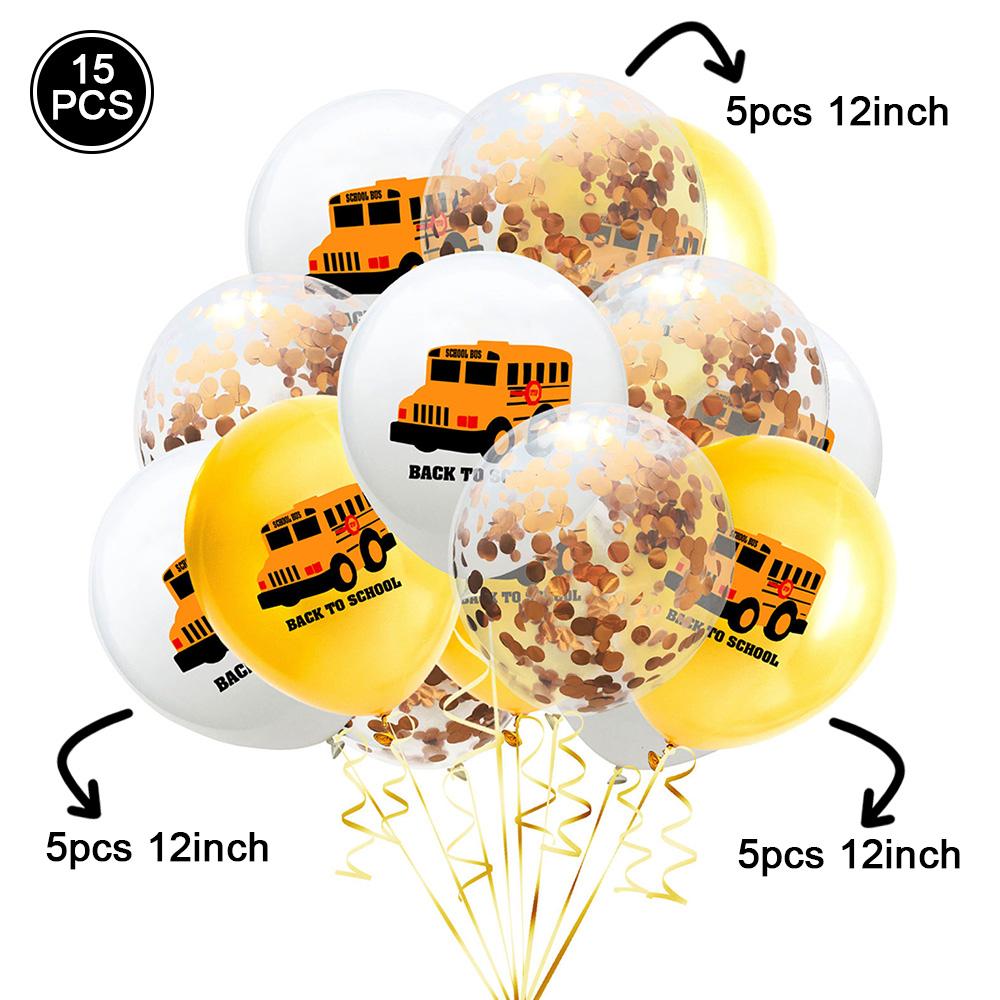 12 Inch Glitter Balloon Cartoon Print Police Car, School Bus, Ambulance Latex Balloon Safety Knowledge Party Decoration