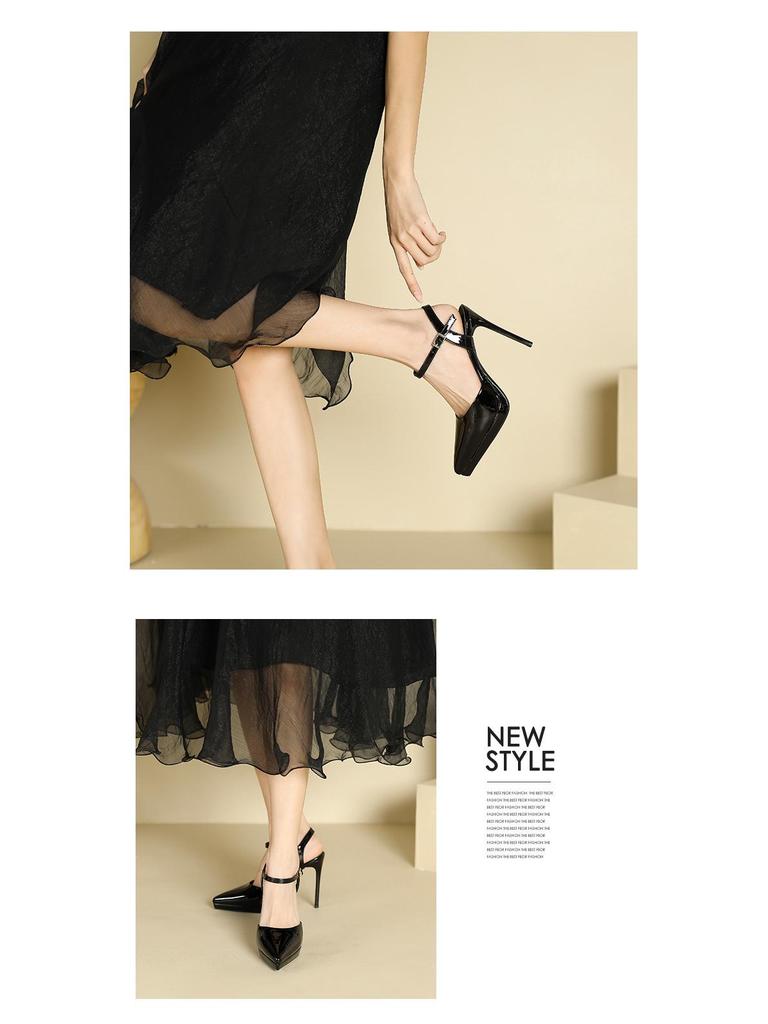 1088-15 Women's Waterproof Platform Stiletto Sandals - Summer 2025 Style, Hollow Pointed Heels