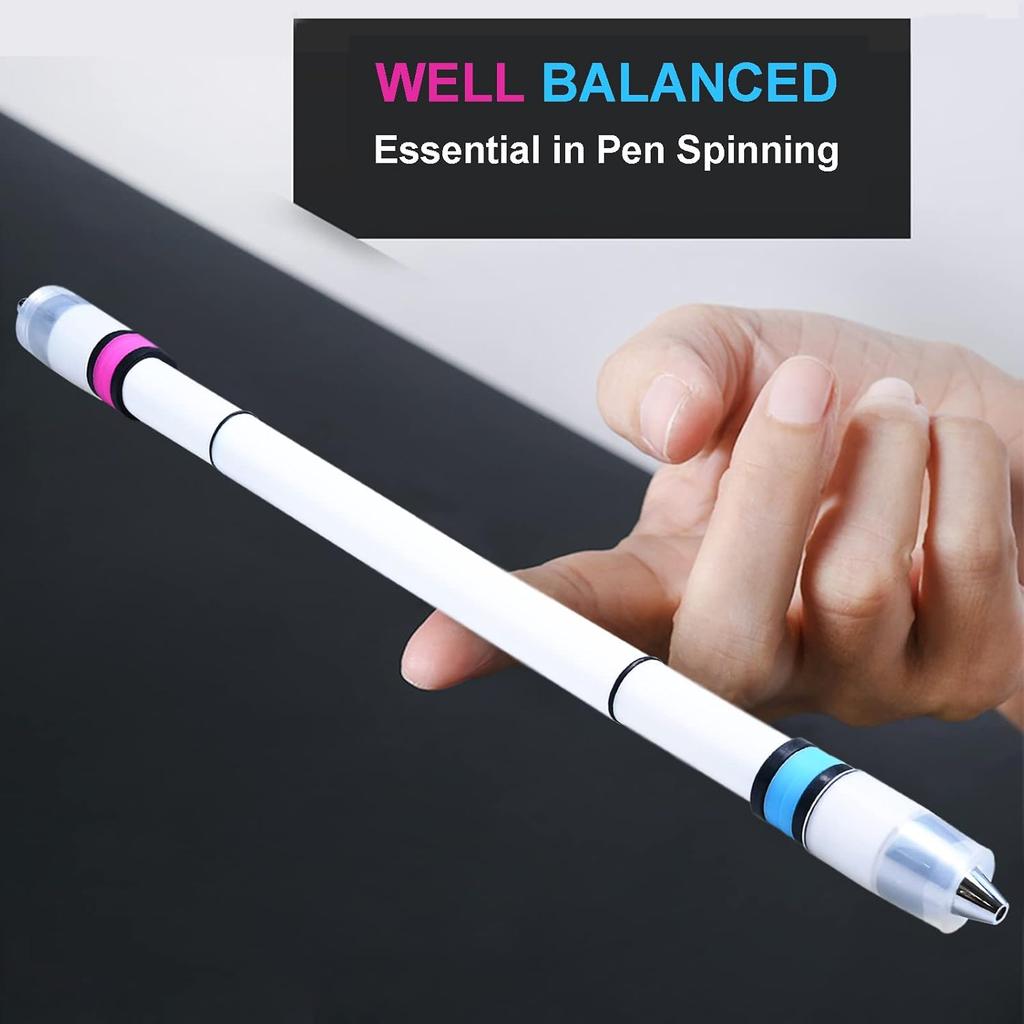 Pen Spinning Pens Ivan Emboss Pen Mod, Weighted Spin Trick Pen for Beginner, Blue Pink Grip
