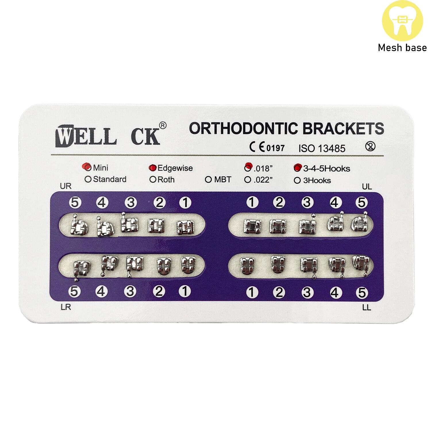 

10 упаковок стоматологических ортодонтических металлических брекетов, кронштейн Mini Roth/MBT/Edgewise Slot 0,022 0,018, крючки 3-4-5, кронштейн для стоматолога Edgewise 018 HK 345