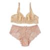 Women's Hollow Non-Padded Underwire Bra Sets 2PCS Sexy Ultra-Thin Lace Push Up Bra Panty Set for Women