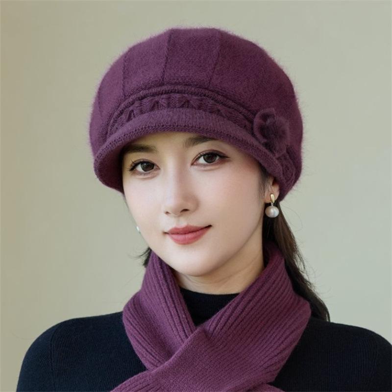 Autumn and winter middle-aged and elderly hats new women's fashion fleece thickened mother hat grandma hat knitted wool hat