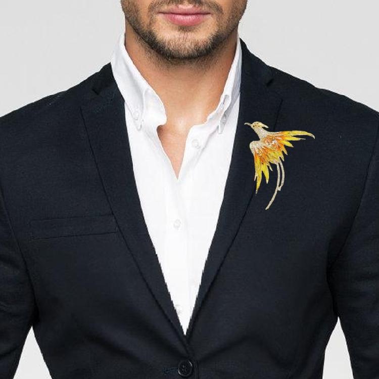 Unique Multicolor Crystal Phoenixes Bird Brooch Dazzling Crystal Phoenixes Brooch Unisex Enamel Bird Pin for Office