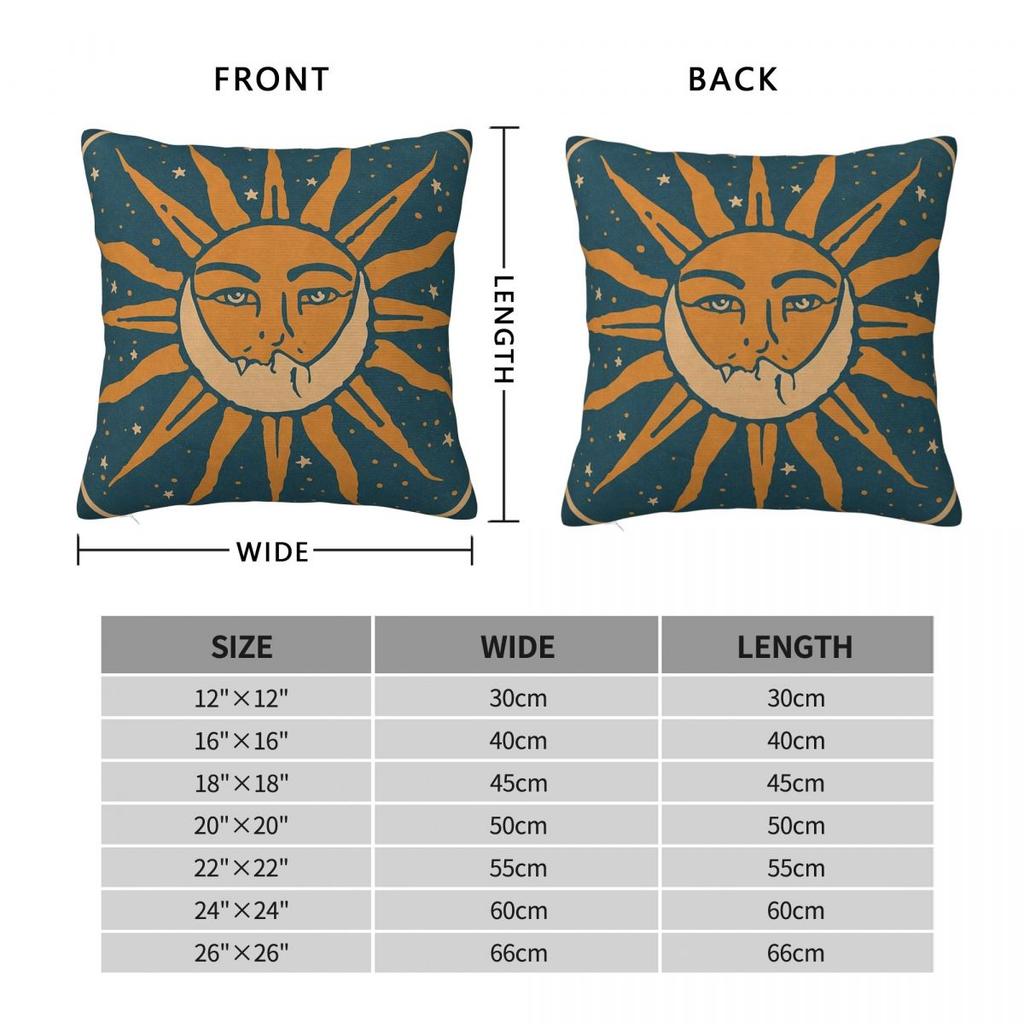 Federa Cuscino Quadrata Tarot Sole e Luna Poliestere Lino Velluto Zip Creativa Decorativa per Divano Seduta