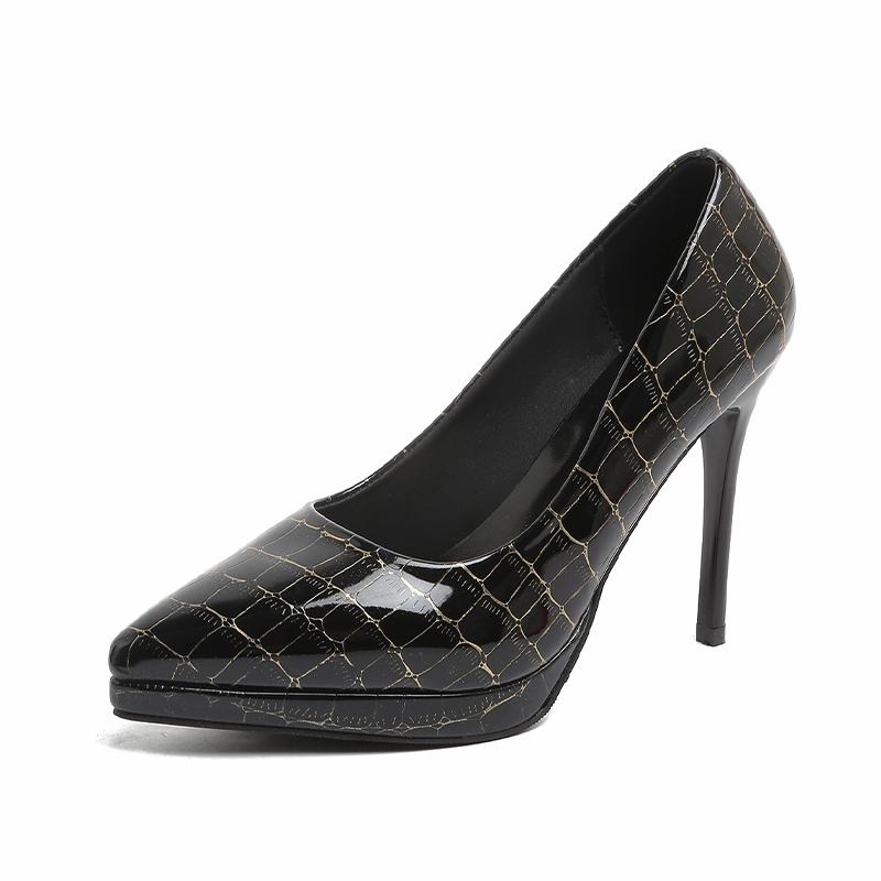 Fashion Women's Fashion Slim Heel Shoes Spring New Pointed Head Shallow Mouth Fine Grain Waterproof Platform Slip-on High Heels