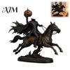 Gaming Room Shelf Accessory Halloween Knight On Horseback with Luminous Pumpkin Head Resin Figurine, Decorative Horse Statue Lighted Ornament for Home