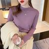 Spring 2025 Women's Knit High Neck Slimming Long Sleeve T-Shirt