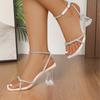 Sandales à Talons Hauts Mode Femmes Bout Ouvert Design Diamant Polyvalentes Élégantes Chaussures Dame Style Sensuel