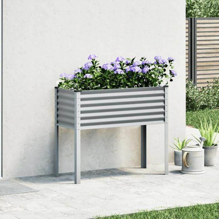 VidaXL Planter Grey 100x45x90 Cm Steel, Outdoor Planter, Flower Box, Tomato Planter, Terrace Planter 4008970