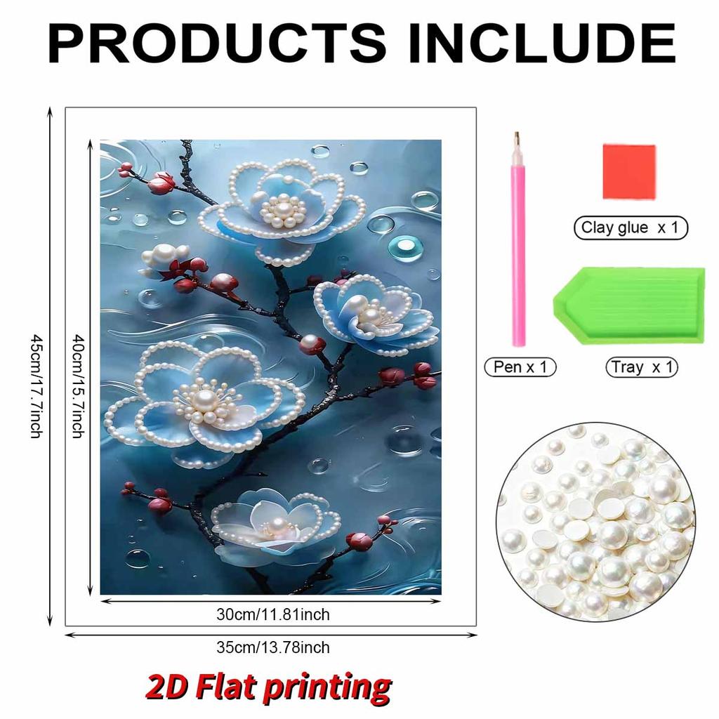 DIY Plum Blossom Pearl Diamond Art Painting Kits for Adults and Beginners,fine View Sparkling Painting Craft Home Wall Decor Handmade Gift