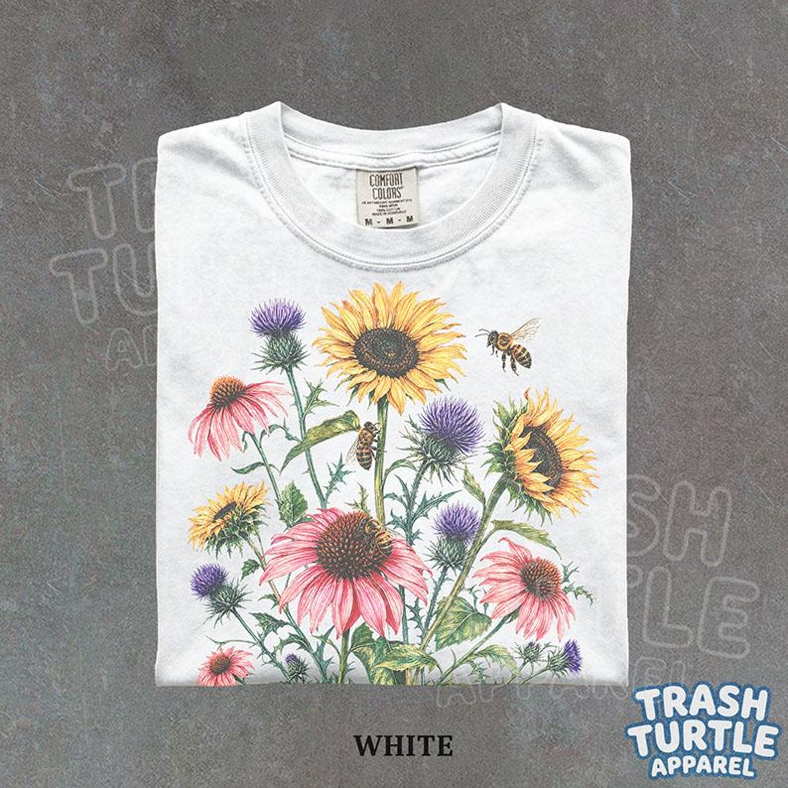 Vintage Wildflower Bouquet Shirt Retro Sunflower Thistle Graphic TShirt Cottagecore Botanical T-shirt Floral Gardening Gift Tee 4XL