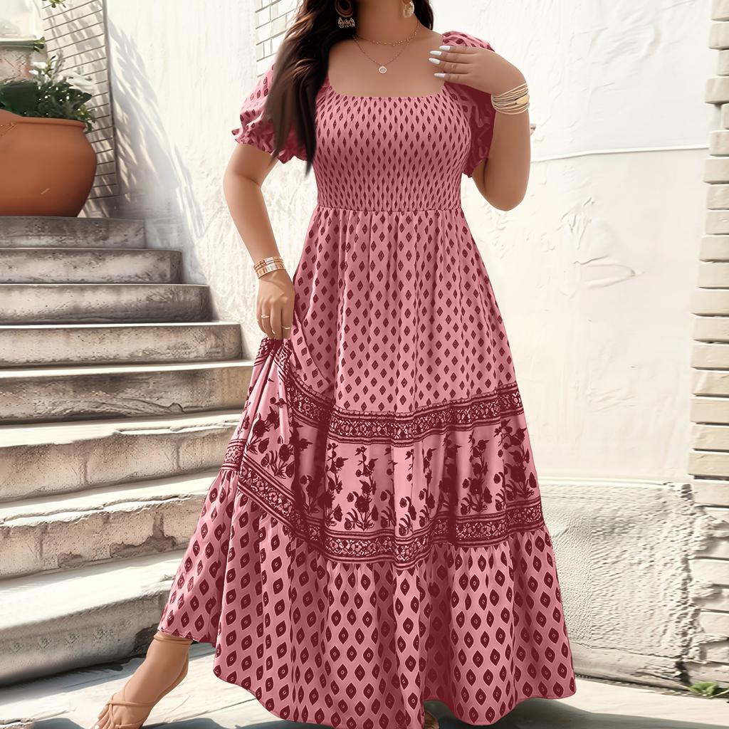 Sukienka damska Casual Zwiewne sukienki Dekolt okrągły Wakacje Boho Plaża Letnia sukienka