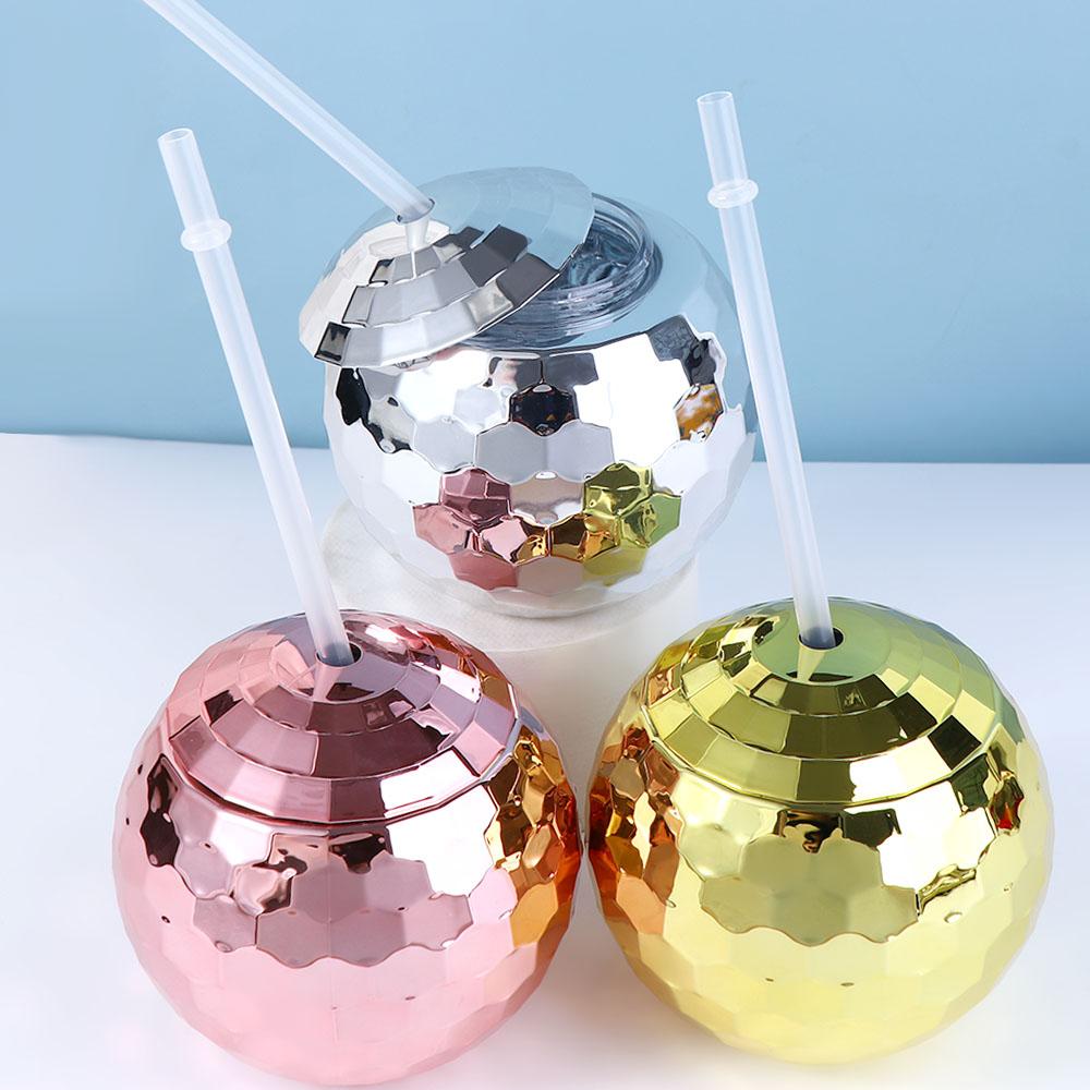 Glitzer-Getränke mit Strohhalm Taschenlampe Cocktail Weingläser Discokugel Tasse Bar Werkzeuge
