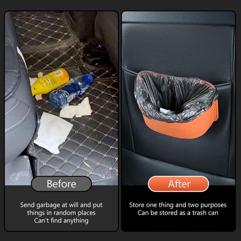 SEAMETAL Car Door Storage Box PU Leather Auto Seat Back Hanging Cup Holder Trash Can Multi-function Car Storage Pocket Organizer