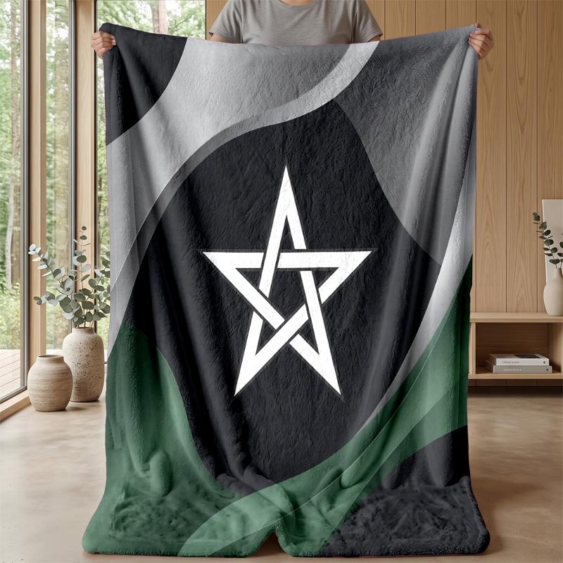 Morocco Football Printed Flannel Blanket Skin Friendly Warm Decorative Throw for Indoor Couch Bed Daily Use