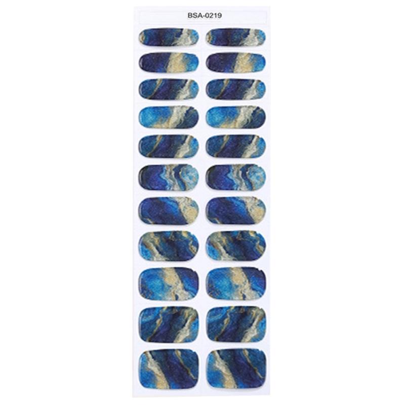 No Bake Gel Nail Wraps 22Pcs Manicure Nail Accesories Nail Application Full Color Gel Nail Stickers for Women and Girls