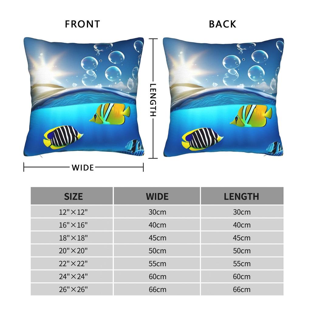 Frutiger Aero Fishies Square Pillow Cases Cushion Covers Awesome Zipper Decor Pillowcase for Seat 40x40cm