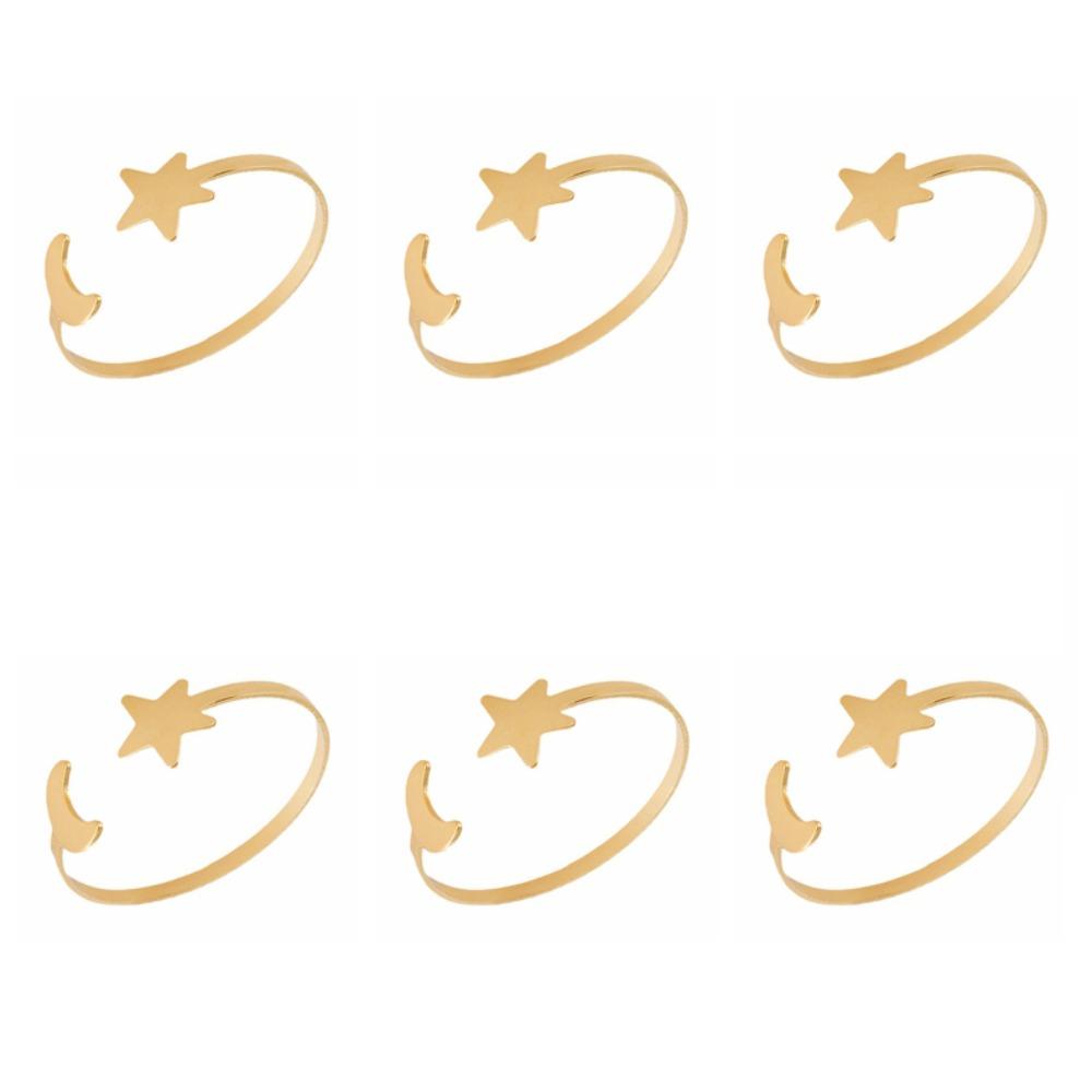 

6PCS Minimalist Moon Napkin Rings Gold/Silver Serviette Ring Festival Party Napkin Buckle Holiday золотий