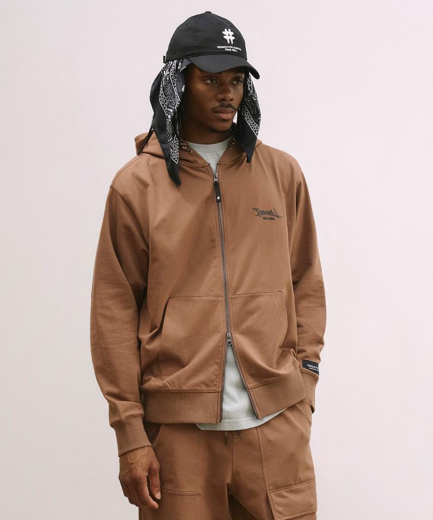 Beentrill Script Two-Way Zip-Up Hoodie (Camel)