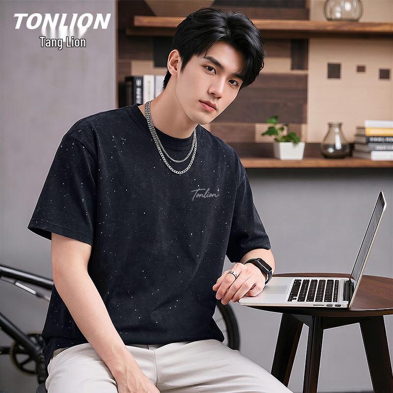 TonLion Men s Short Sleeve Loose Fit Printed T-Shirt M