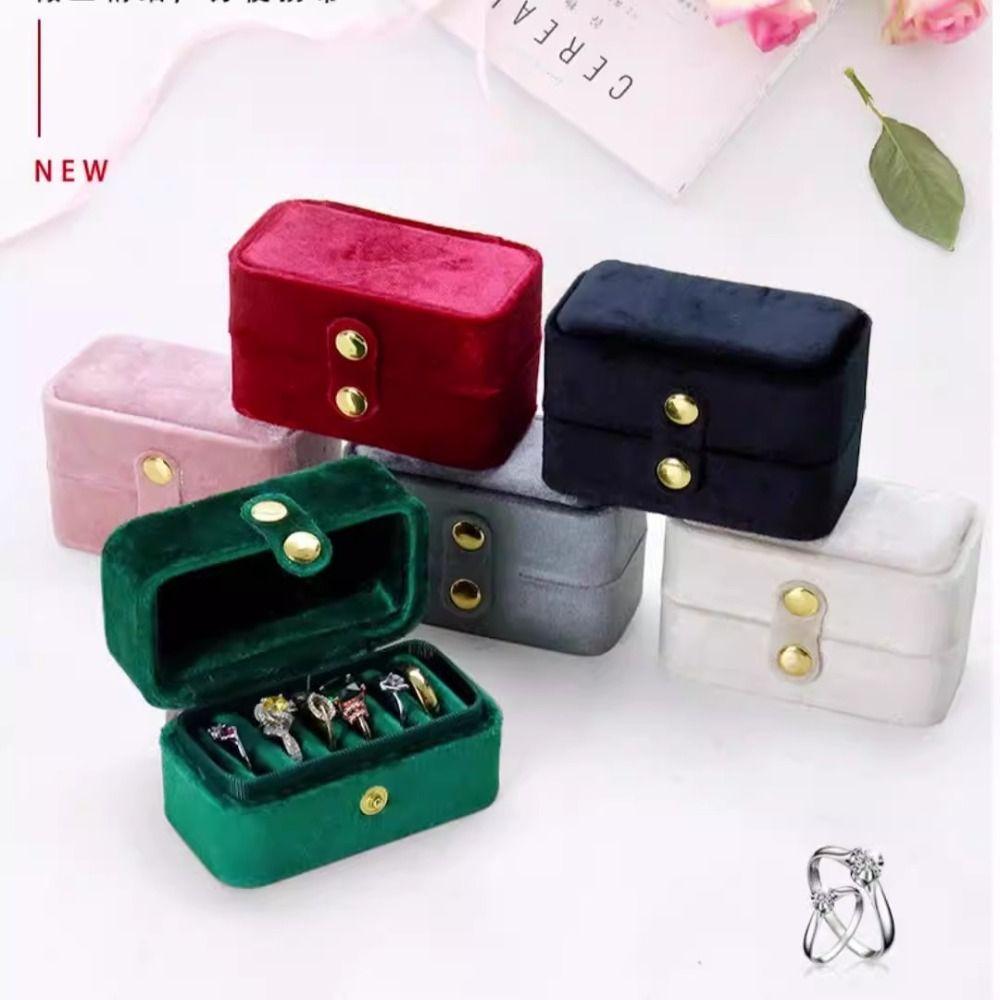 Ear Studs Case Mini Ring Storage Box Retro Ring Earring Holder Multipurpose Velvet Ring Box Store