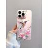 Pink flower hummingbird pattern phone case suitable for iPhone 17 16 15 14 13 12 11 Pro/Max/Plus anti drop and shockproof