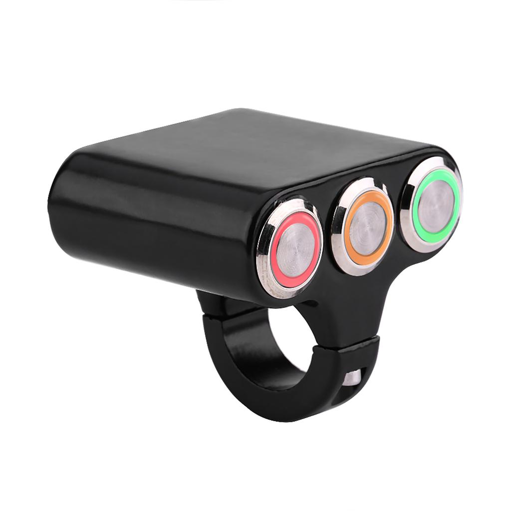 22mm Motorcycle Handlebar Mount Switch Headlight Hazard Brake Fog Light ON OFF with LED Light