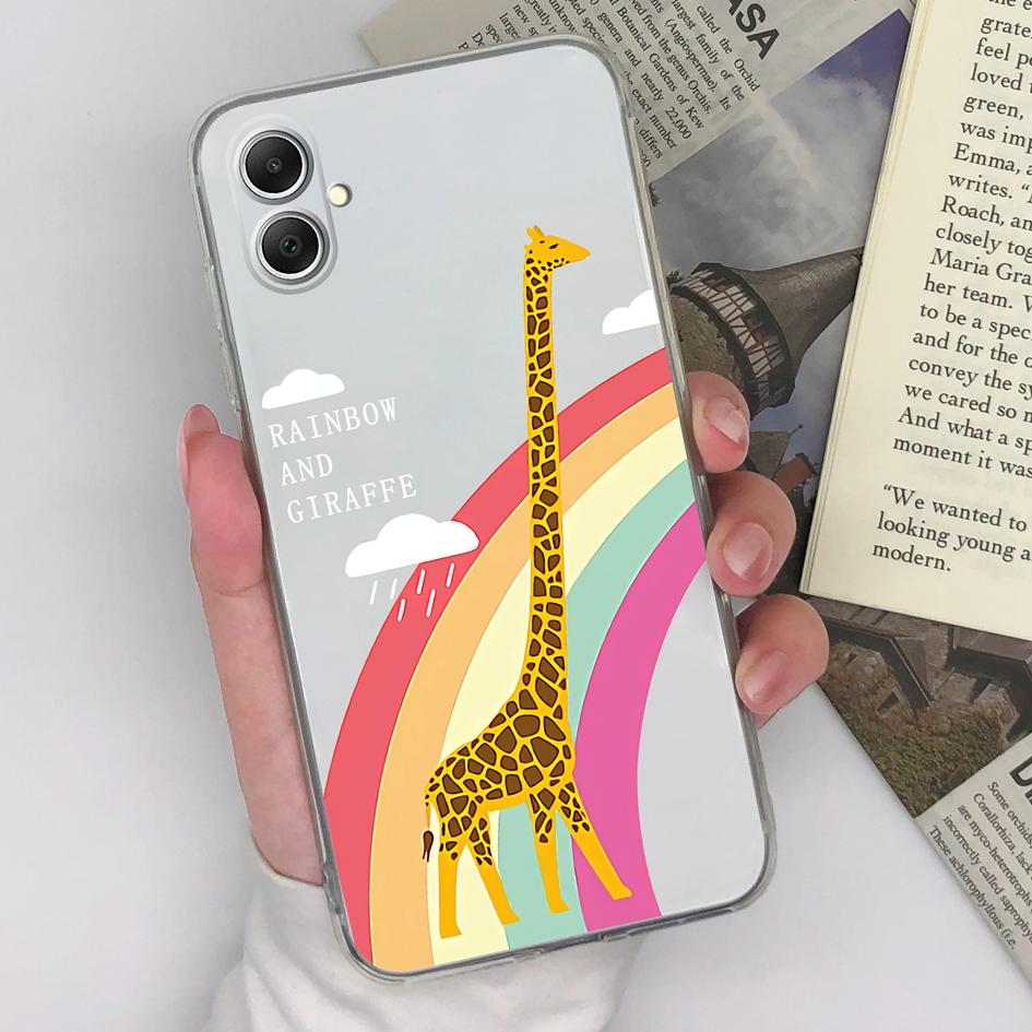 Cover For Samsung A15 A05 A35 A55 5G S23 FE S24 Plus Ultra Phone Cases Cute Bear Rainbow Clear TPU Silicone Shockproof Fashion Bumper For Galaxy Capas