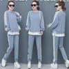 2023 Autumn Women's Knit Two-Piece Set: Korean Style Loose Top with Wide Leg Long Pants