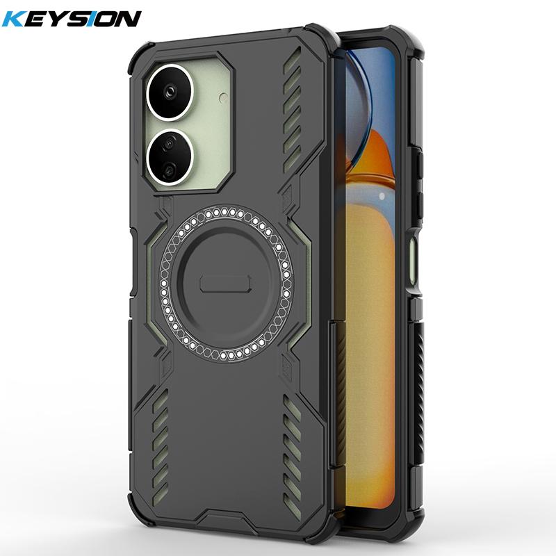 KEYSION Hollow Heat Dissipation Case for Redmi 13C 4G 5G Silicone+PC Magnetic Cooling Shockproof Phone Cover for Xiaomi POCO C65