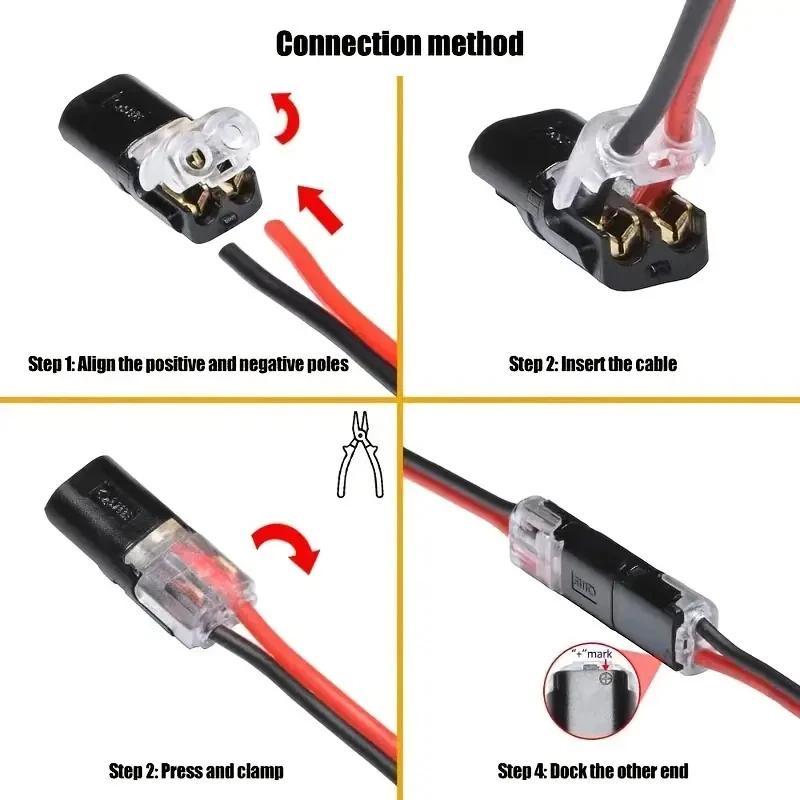 50 Pieces of 2-Pin Plug Electrical Connectors for Automotive Wires and Cables, Automotive Electrical Connector Strip Terminals