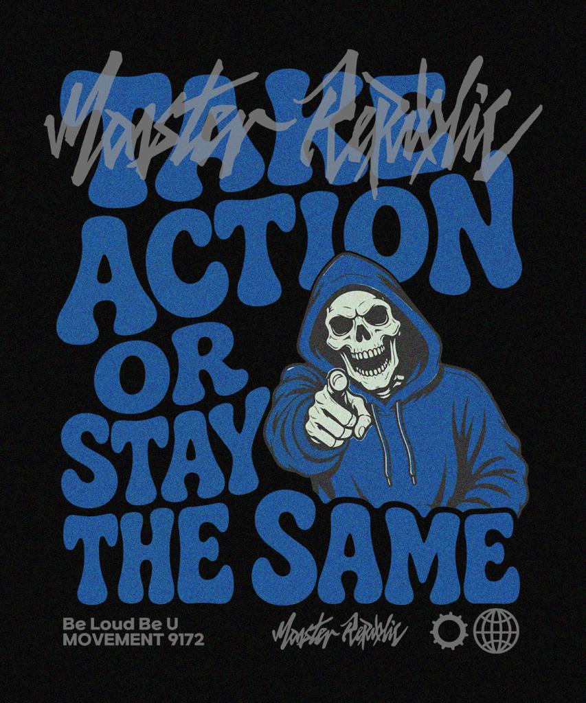 MONSTER REPUBLIC Take Action Blue T-Shirt Black_9172