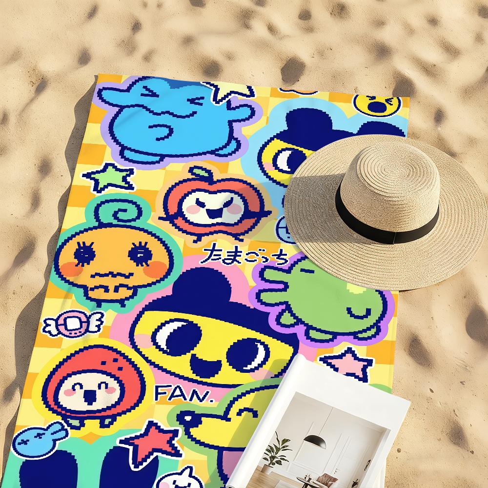 Cartoon T-Tamagotchi Towel Quick Drying Beach Towels Are Suitable For Swimming Pools Camping Yoga And The Gym