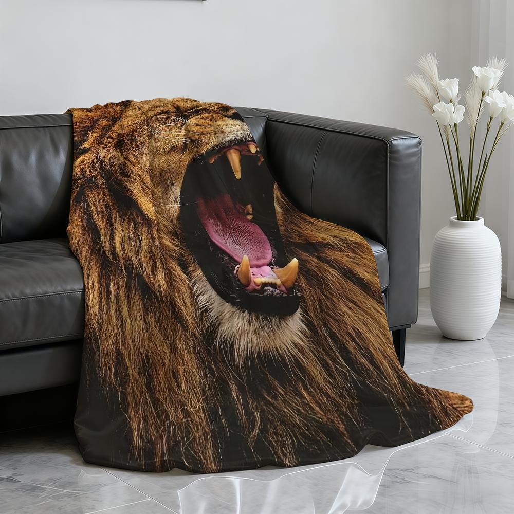 Lion Pattern Blanket Soft Throw Blanket for Home Bedroom Bed Sofa Picnic Travel Office Rest Cover Blanket Gift