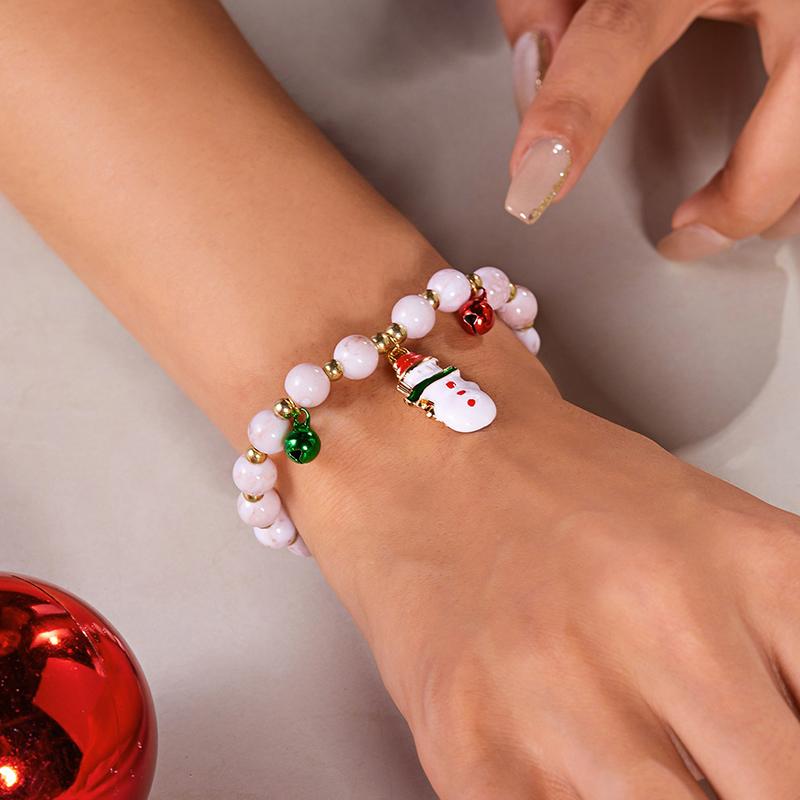 Weihnachten Bunte Perlen Mehr Element Anhänger Armbänder Für Frauen Weihnachtsmann Schneeflocke Baum Elch Armband Party Schmuck