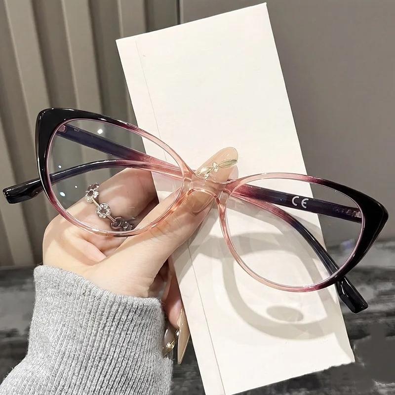Women's INS Style Cat-Eye Presbyopia Glasses High-Definition Blue Light Blocking Glasses with Plus Diopters Diopter 0 To +4.0