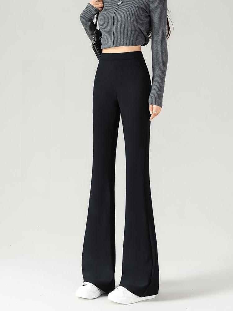 Womens Thickened Flared Pants With High Waist For Casual Office Wear