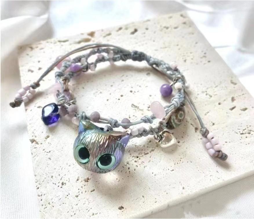 Charming And Fresh Cat Pattern Woven Bracelet For Women Gift And Wear Casual