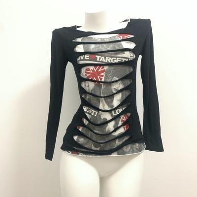 Harajuku Vintage Y2k Módní trička pro ženy Streetwear Tuniková trička Dlouhý rukáv Potisk Vystřihované Punková trička