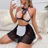 New Women's Erotic Pajamas Sexy See-through Seductive Uniform Dress Couple Temptation Bed Flirting Role-playing Maid Sex Set