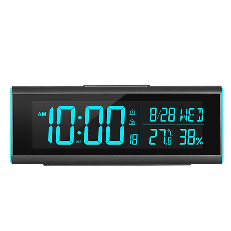 Hot Selling LED RGB Mood Light Digital Alarm Clocks Week Date Time Display Snooze Table Clock Temperature Humidity Display (Black,7.1inch) чёрный